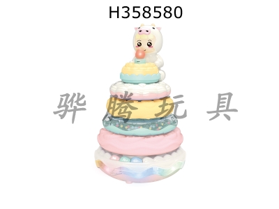 H358580 - Simulated candle blowing cake with white music
