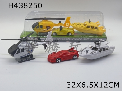 H438250 - 3 sets of planing boats for planing planes, pull-back sports cars and planing boats