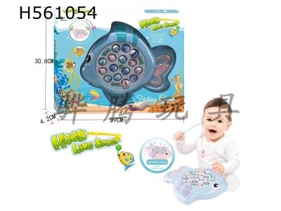 H561054 - Fish electric fishing plate with music, pink and light blue 2-color mixed to Pack.