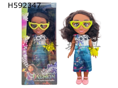 H592347 - 10-inch 3D eyes, whole body vinyl Encanto magic house Mirabel mirabel wears glasses and music.