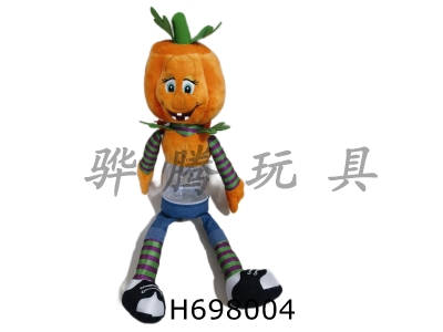 H698004 - Plush Halloween Pumpkin Head Doll with Transparent Body (can hold sugar and can be stored)