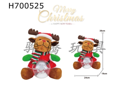 H700525 - Christmas Plush Glowing Snow Light Bulb Elk (with Light/Music), No Pack of 3 * AA Battery