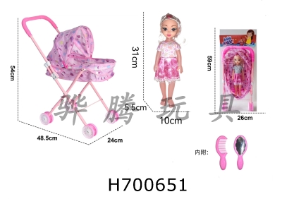 H700651 - Iron handcart with dolls and accessories