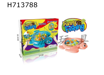 H713788 - Puzzle Cartoon Electric Turtle Fishing Plate Desktop Interactive Game Pink