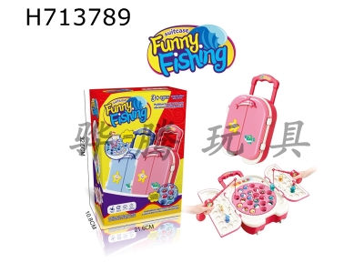 H713789 - Puzzle Cartoon Electric Travel Trolley Case Fishing Plate Desktop Interactive Game Pink