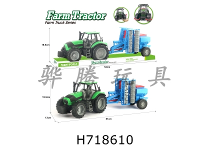 H718610 - Solid color inertia farmer tractor combined with flat land fertilization vehicle