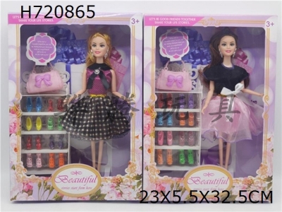 H720865 - High end fashion 11.5-inch 9-joint solid body fashion Barbie with shoe rack set