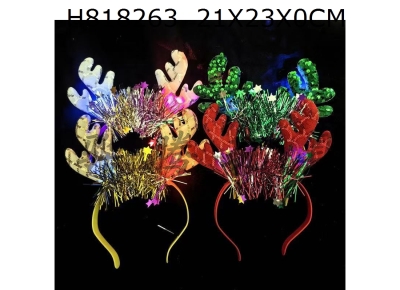 H818263 - Luminous deer antler gold wire headband/mixed color design